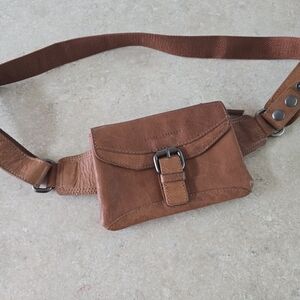 Spikes And Sparrows Brown Leather Belt Bag